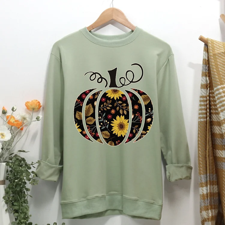 Floral Pumpkin Women Casual Sweatshirt