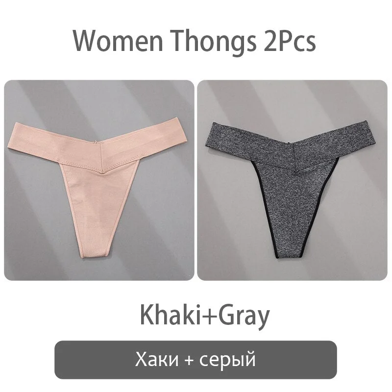 FINETOO S-2XL Women Thongs Sexy V Waist G-String Panties Plus Size T-back Underpants Ladies Thongs Underwear Female Lingerie New