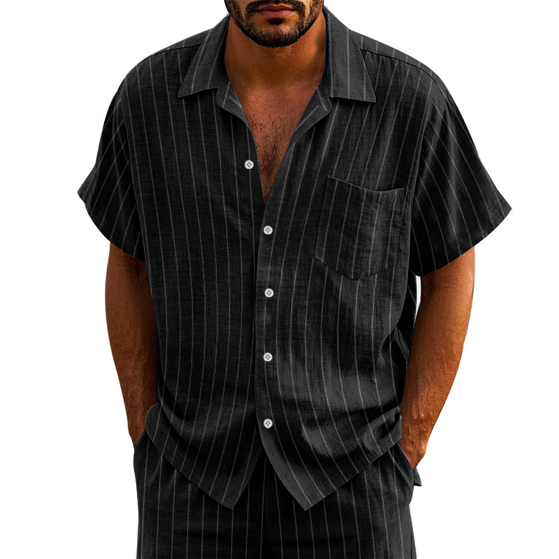  Striped Short-Sleeve Shirt for Men - Stylish and Comfortable Summer Wear