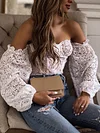 Lace Underwired Puff Sleeves Off-The-Shoulder Shirt Tops