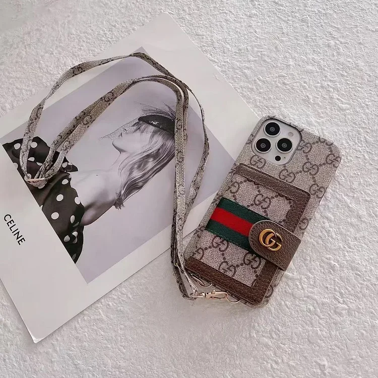 🔥Ostatni dzień 49% taniej🔥--Modne etui Gucci na iPhone'a [z paskiem na ramię i uchwytem na kartę]
