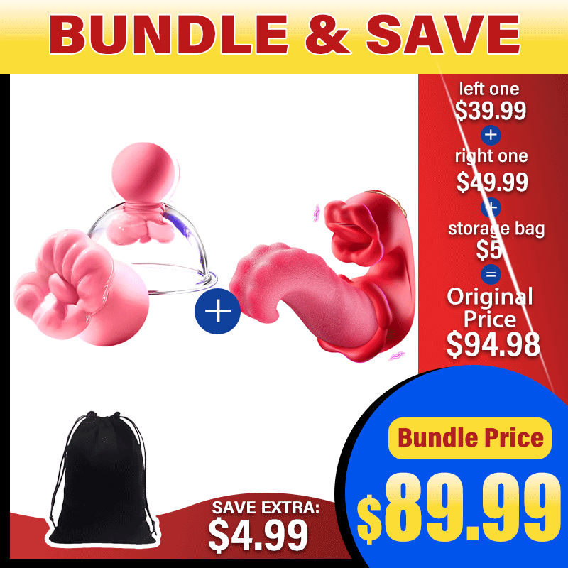 【 Valentine's Day Buy 1 Get 3 】 Oral Sex Clitoral Stimulator Swinging Tongue Vibrator With Licking Nipple Toys & Storage Bag - Rose Toy