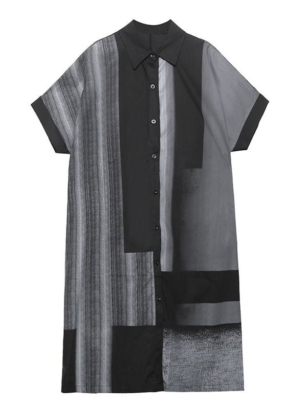Casual Gradient Printed Shirt Dress Midi Dress