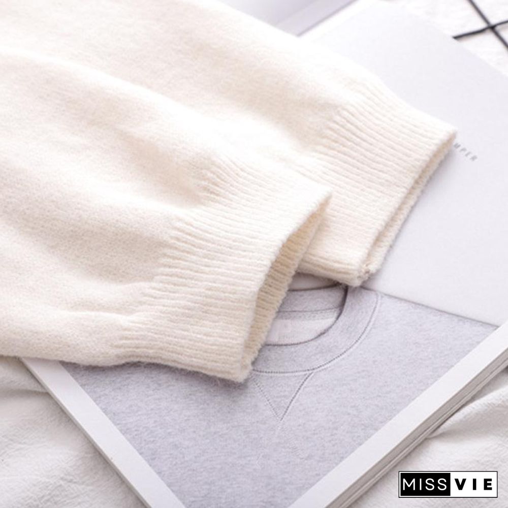 Duck Embroidery Fuzzy Ball Sweater