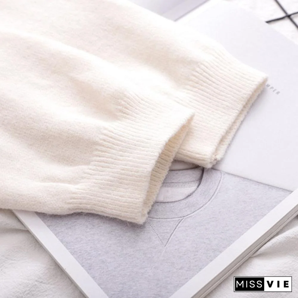 Duck Embroidery Fuzzy Ball Sweater