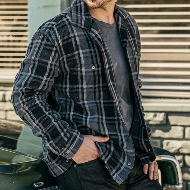 Men's 8oz Loose Woven Flannel Check Shirt