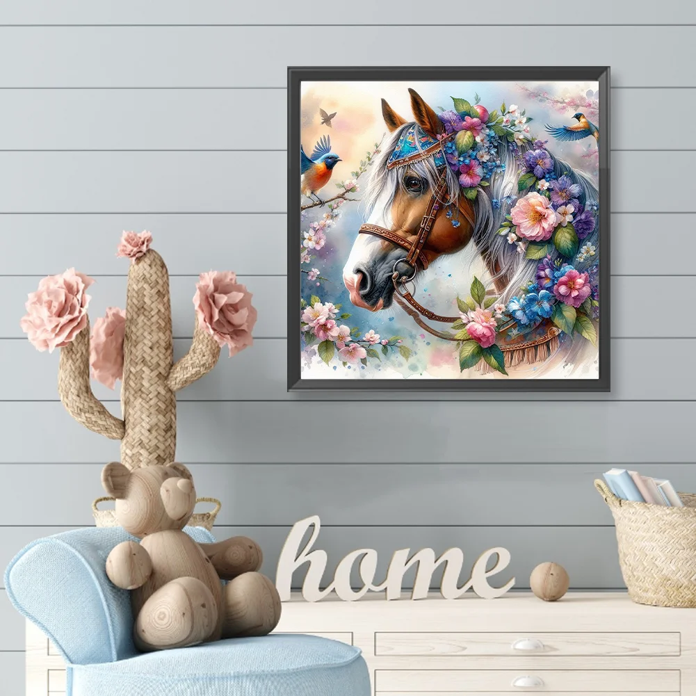 Diamond Painting - Full Round Drill - Flower Horse(Canvas|40*40cm)