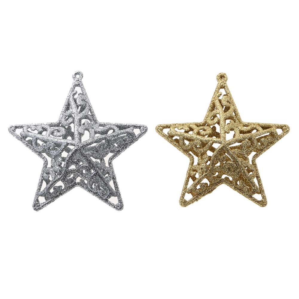 

Christmas Tree Decor Hollow Pentagram Shape Glitter Pendant Ornaments, Gold, 501 Original