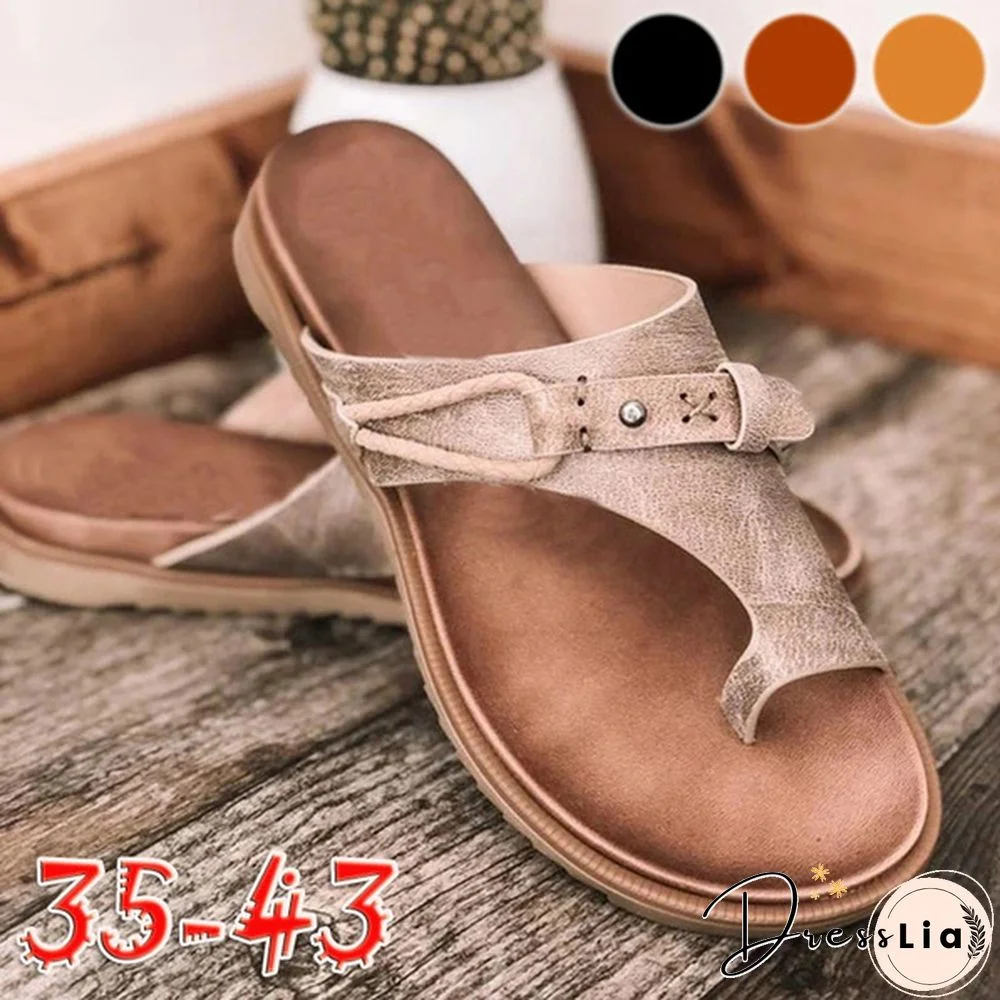 Women's Orthotics Sandals Correction PVC Fabric Open Toe Slippers Flat Heel Flip Flops Summer Casual Beach Plus Size