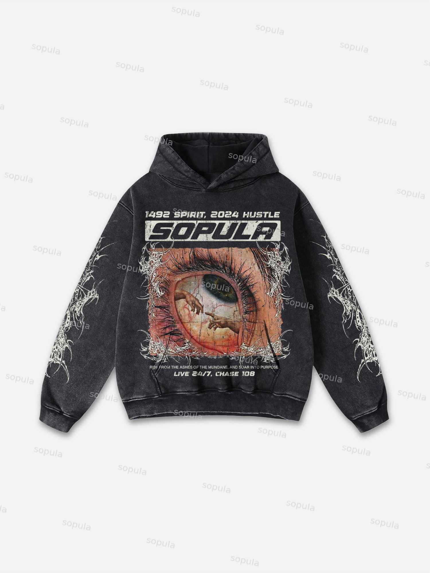 Sopula Thorns Explore Live In The Present Graphic Washed Hoodie
