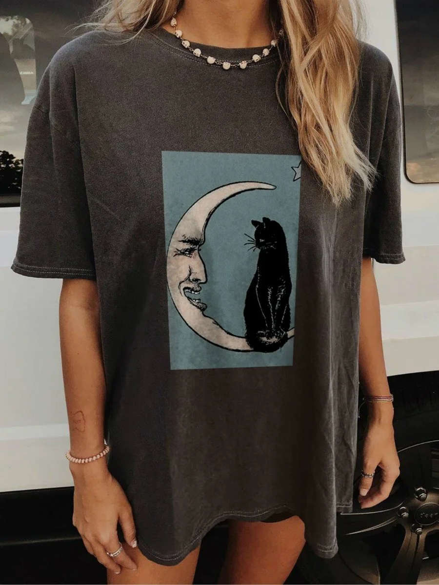 Casual fashion printed T-shirt tops loose temperament style