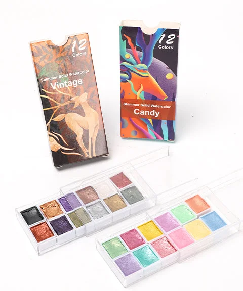 12 Colors Paints-Metallic Glitter Solid Colors Set-Himinee.com
