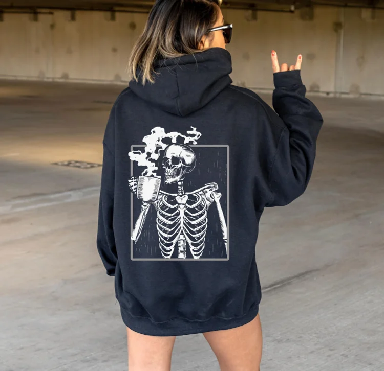 Skeleton Drinking Coffee Hoodie