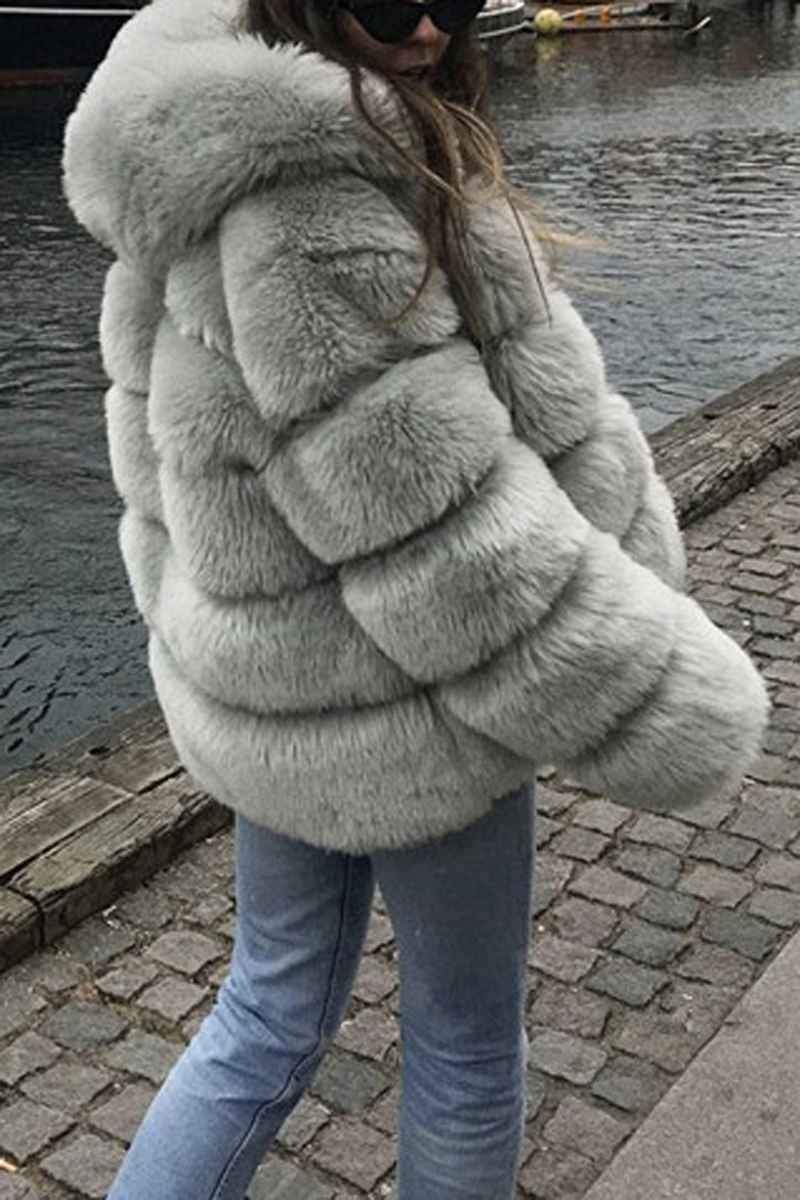 Hooded Warm Faux Fur Collar Coat