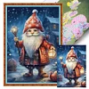 >SALE<Full Embroidery Cotton Thread 11CT Printed Christmas Gnome Cross Stitch 40x60cm