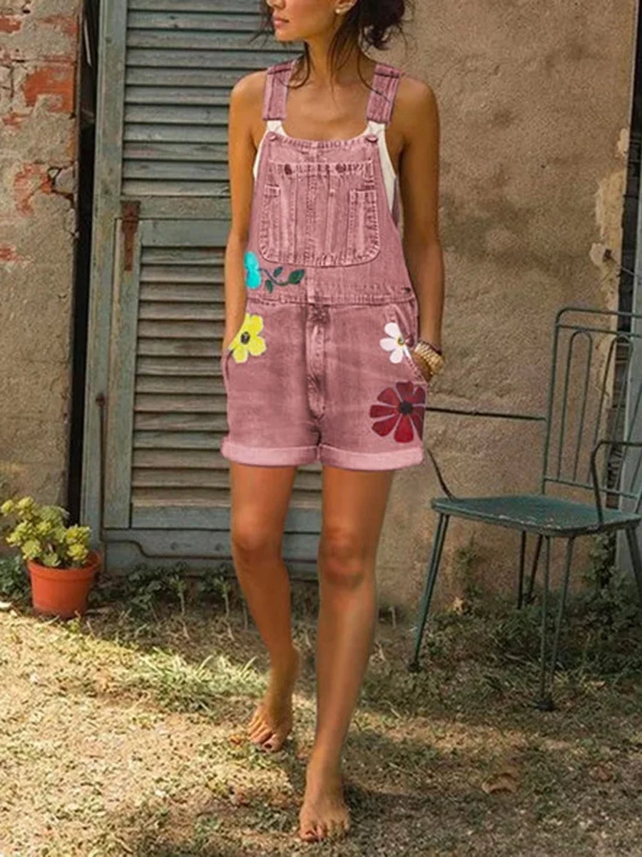 Casual Sunflower Jeans Jumpsuit