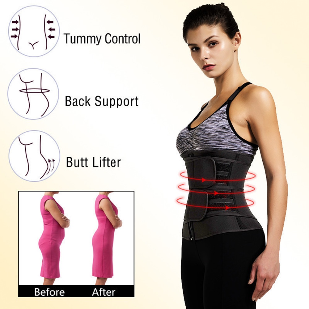 Likron Watches Likron Double Compression Waist Trainer Belt for Women - Sweat Trimmer Workout Cincher with Zipper Adjustab...