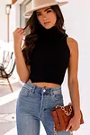 Glenn Black Crossback Turtleneck Top