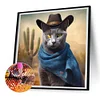 Diamond Painting-DIY Full Round Drill Cowboy Cat