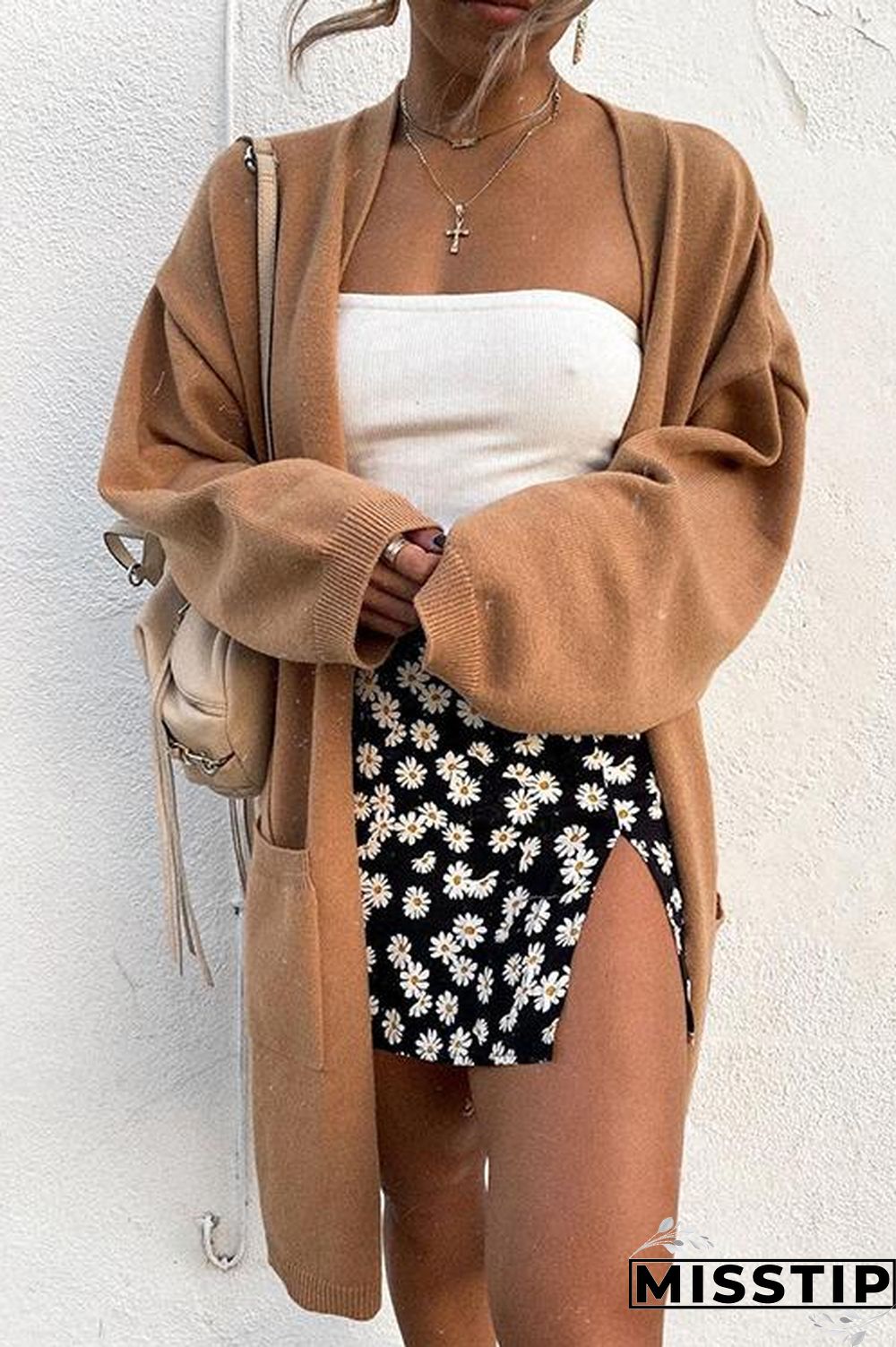 Pocket Knitting Long Coat