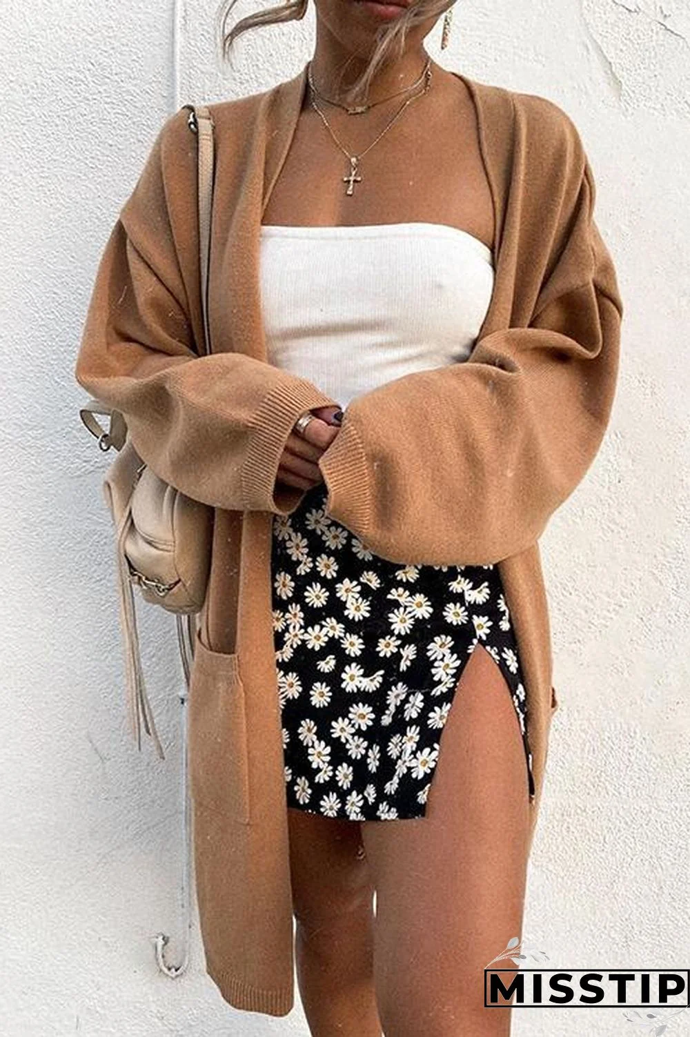 Pocket Knitting Long Coat