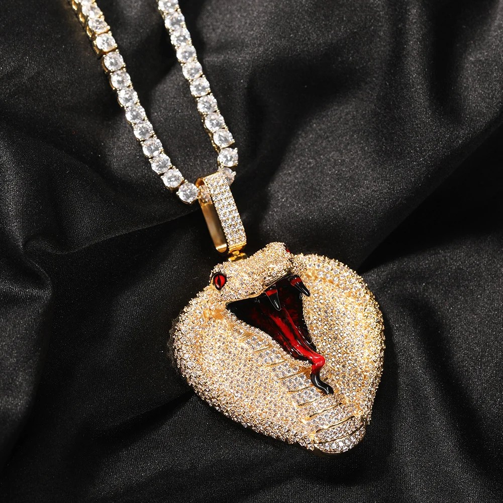 Hip Hop Snake Shape Pendant Necklace-VESSFUL