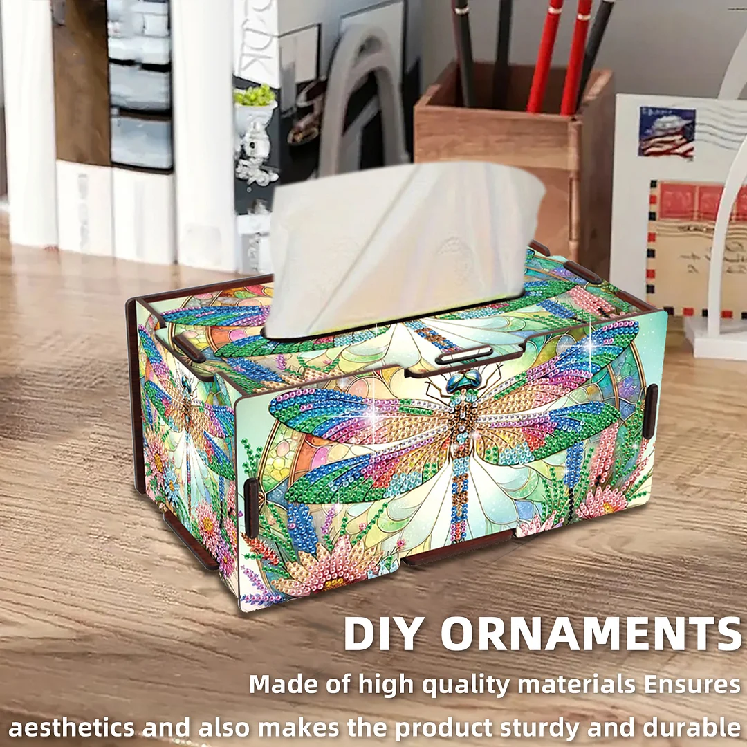 Wooden Diamond Painting Tissue Box for Home and Office Decoration (ZJH038)