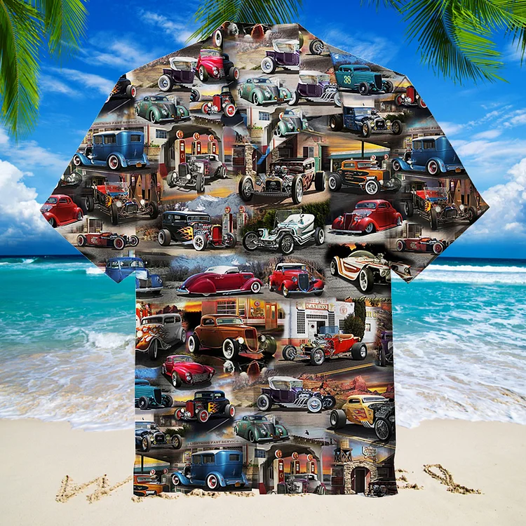 Hot Rod Collage Vintage | Unisex Hawaiian Shirt