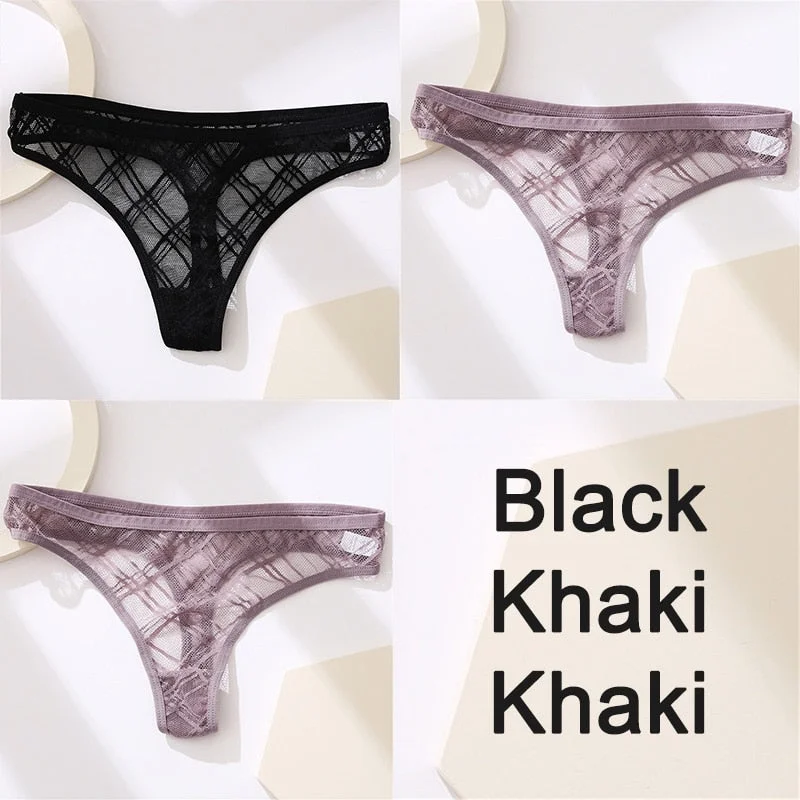 Sexy Lingerie Lace Panties Women Underwear G-String Perspective Thong Pantys Mesh Low Waist Female Briefs Intimate Underpants