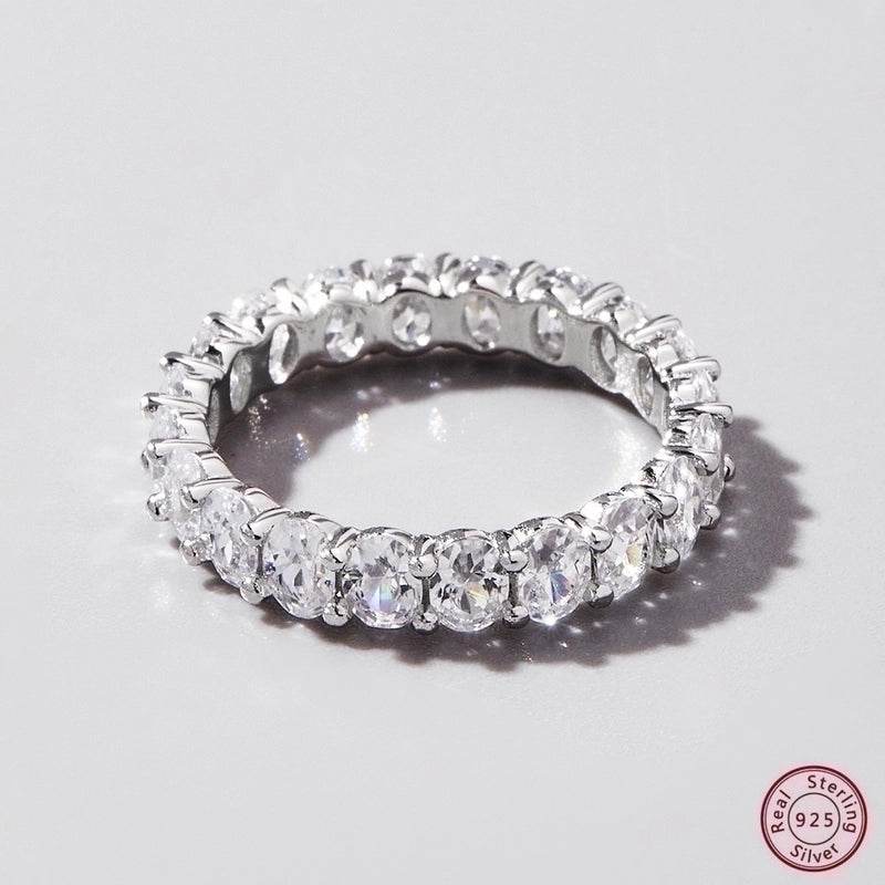 White Gold Plated Sterling Silver Zircon Solid Color Rings