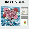 (25x25cm)DIY Flower Heart Framed Handmade Pearl Painting Art Craft Kit Living Home Decor