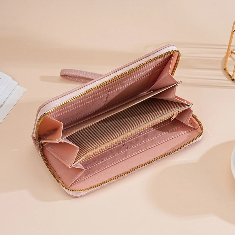 Women’s Solid Color Pu Leather Zipper Wallets