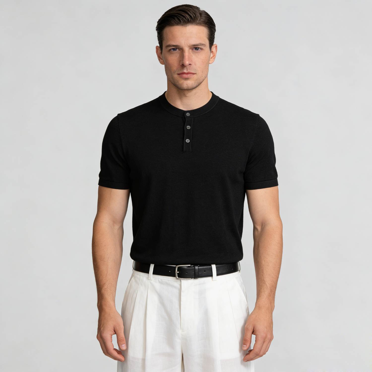 Men's Henley Silk Cashmere Shirt Sweater | Spring Summer REAL SILK LIFE