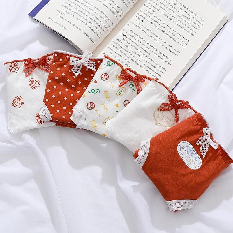 PCS / M-XL Cotton Panties Women's Underwear Panty Lovely Girl Dot Underpants Waist Seamless Comfort Briefs Female Lingerie