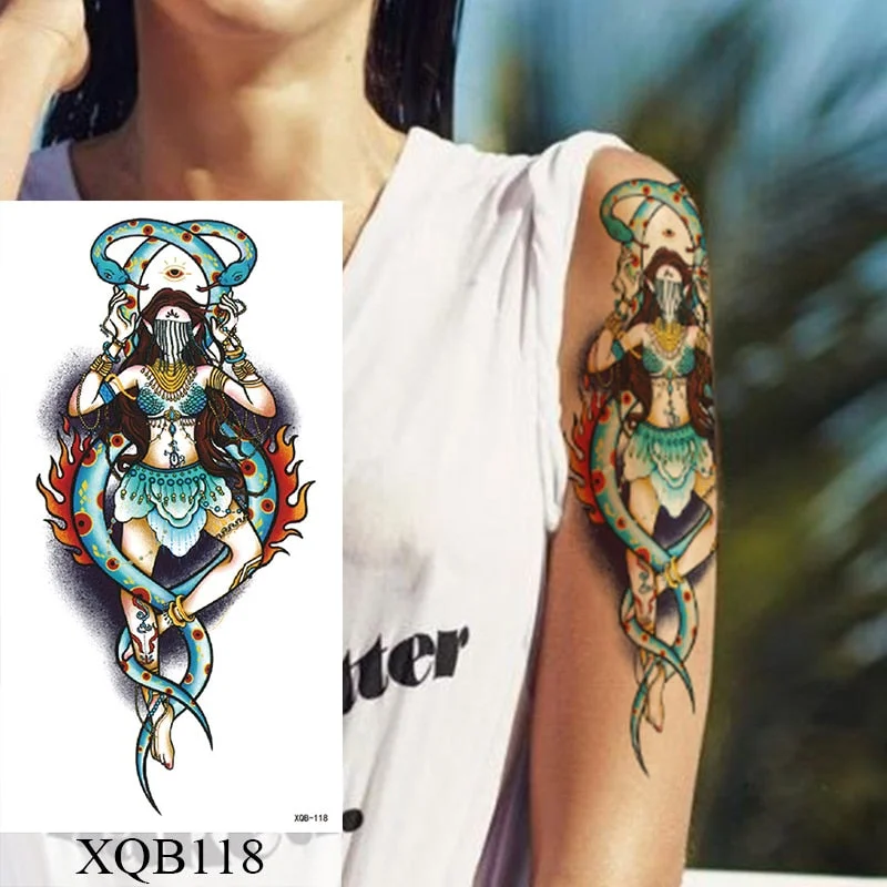 Waterproof Temporary Tattoo Sticker Old School Mermaid Flash Rose Tattoos Body Art Arm Fake Tatoo Women Men