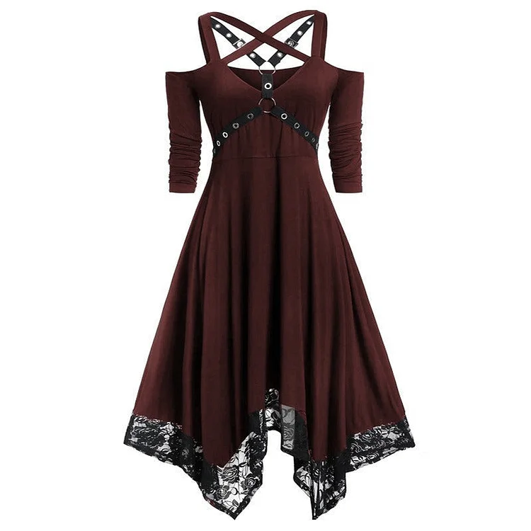 Adelaide Steampunk Irregular Lace Hem Dress