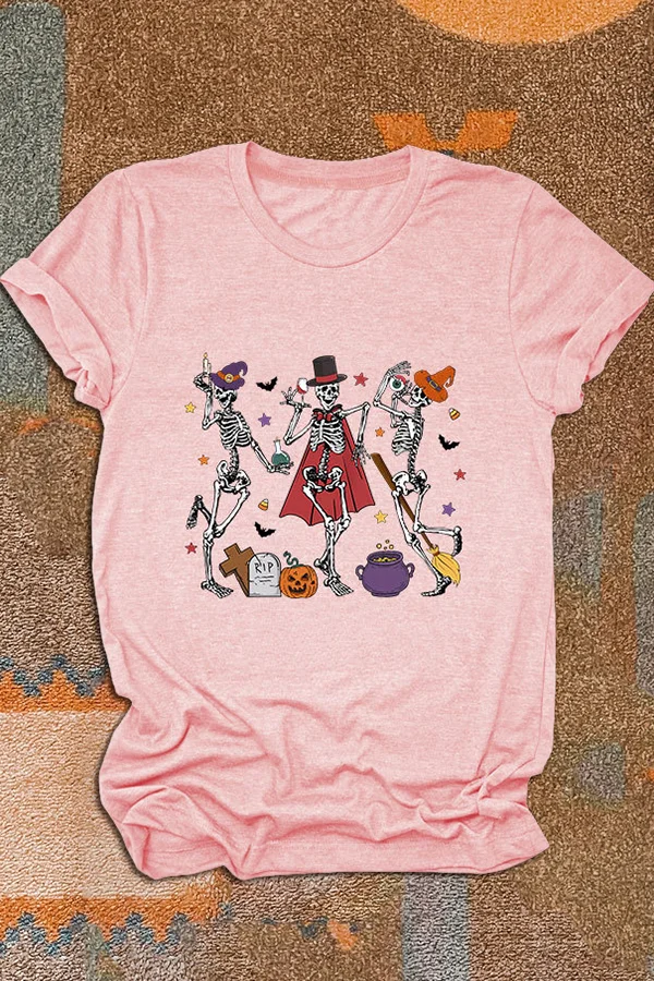 Halloween Skull Print Casual T-Shirt