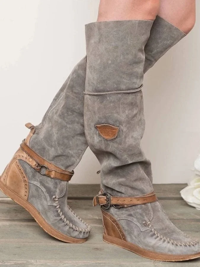Casual Vintage Belt Buckle Boots