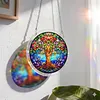 (25cm)DIY Acrylic Jigsaw Puzzle Window Hanging with Hanging Chain DIY Stained Glass Decoration Round Window Puzzle Decor for DIY Craft Project (Floral Tree of Life)