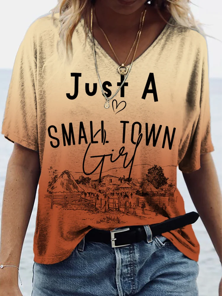 Vintage Western Just A Small Town Girl Gradient T Shirt
