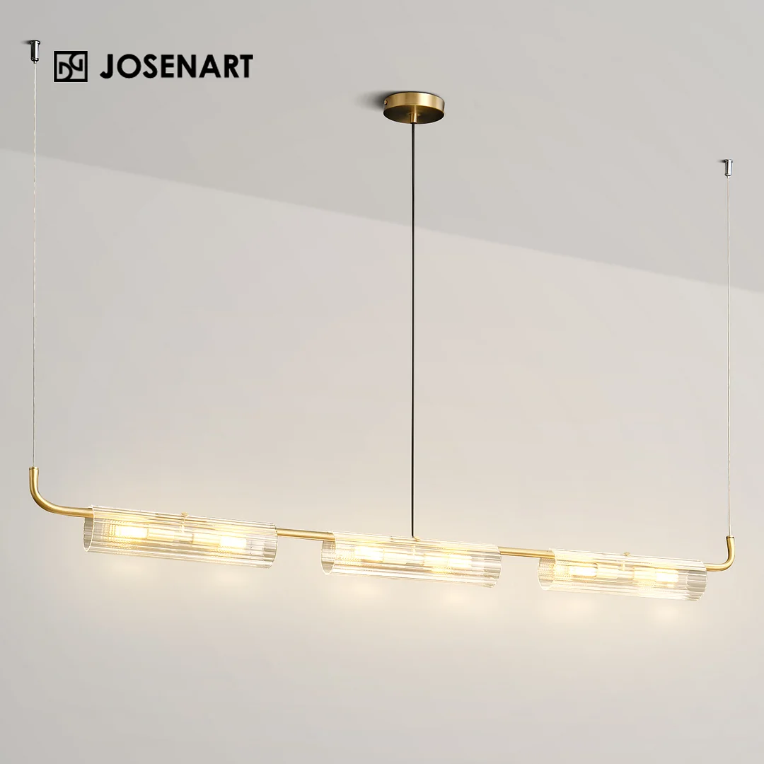 Modern Cylinder Multi-bulb Glass Shade Chandelier JOSENART Josenart