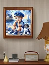 (US Local)Paint By Numbers Kit On Canvas DIY Oil Art Seaside Boy and Dog Picture Home Decor40x40cm