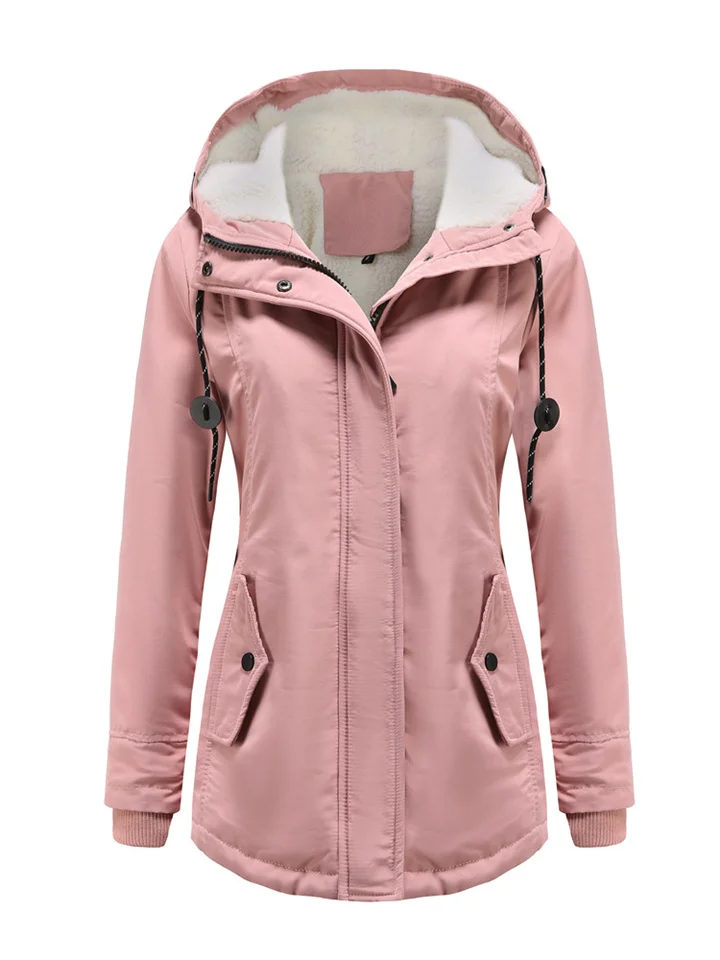 Women's Parka Street Fall Winter Long Coat Windproof Warm 3 in 1 Loose Casual Sports Jacket Long Sleeve Solid Color Zipper Purple Blushing Pink Waterpoof Daily Wear Down Parkas Lined