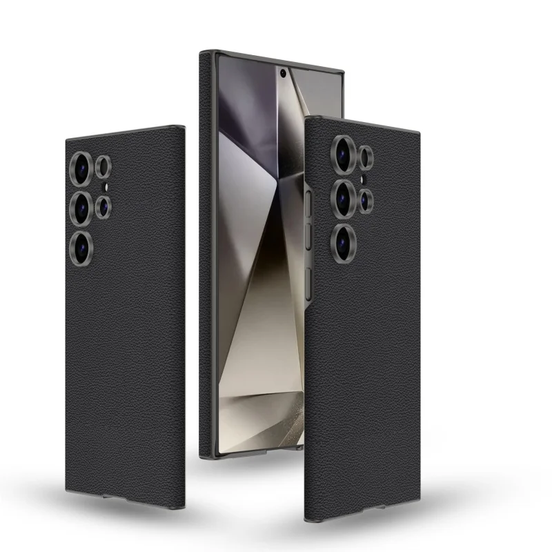 Samsung S24Ultra Skin Feeling Plain Leather Full Edge Curved Case