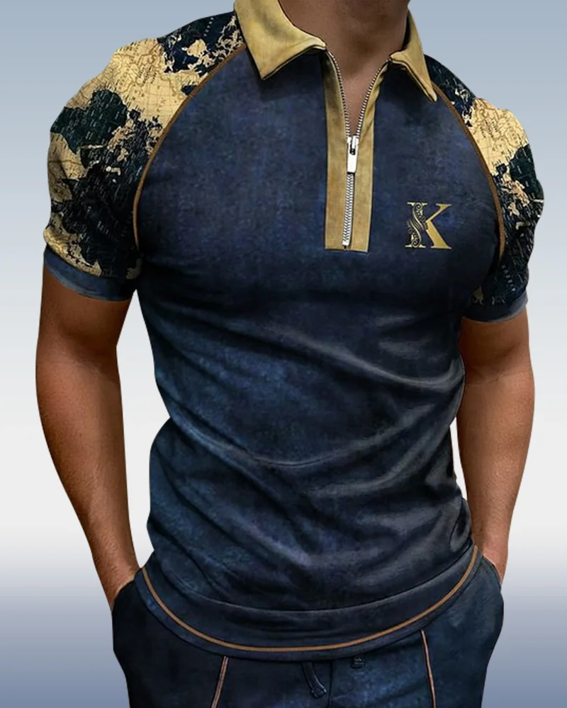 Suitmens Men's Contrasting Color Short Sleeve Polo Shirt 019