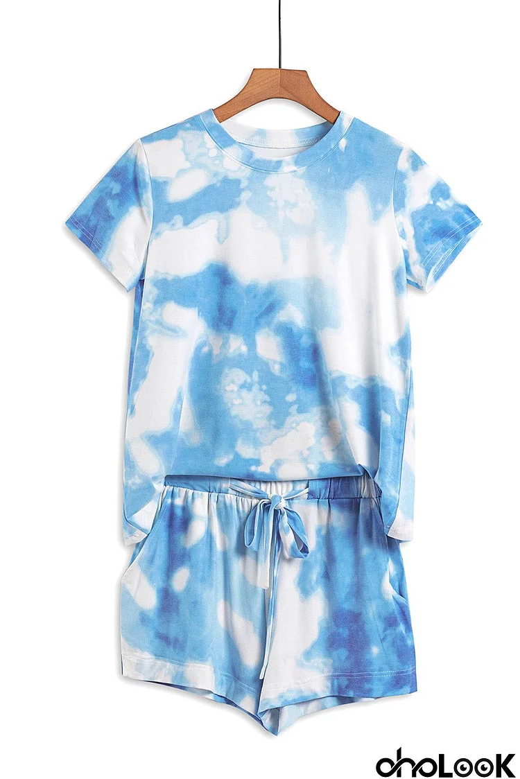 Sky Blue Tie Dye Short Lounge Set