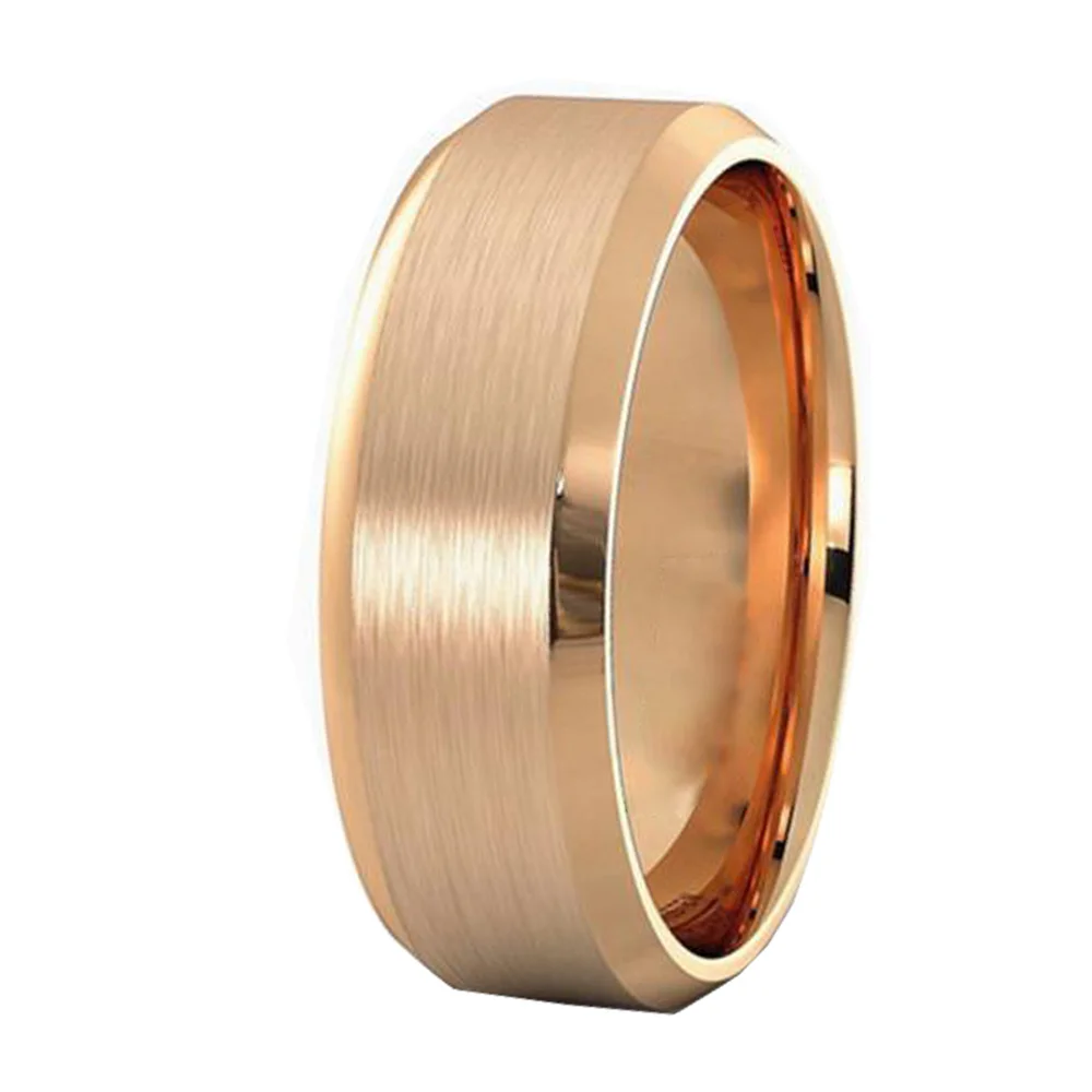 6MM 8MM Rose Gold Tungsten Carbide Couple Rings Matte Finish Polished Bevel Edge