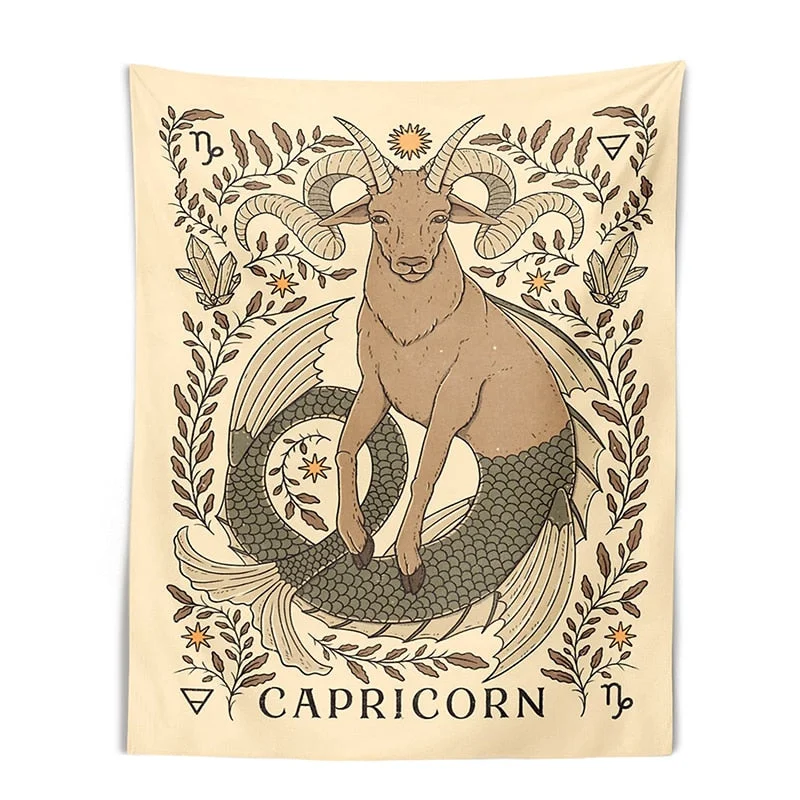 Tarot Tapestry Wall Hanging Constelation Zodiac Tapestries Hippie Astrology Tapestry Boho Horoscope Floral Tapestry for BedRoom
