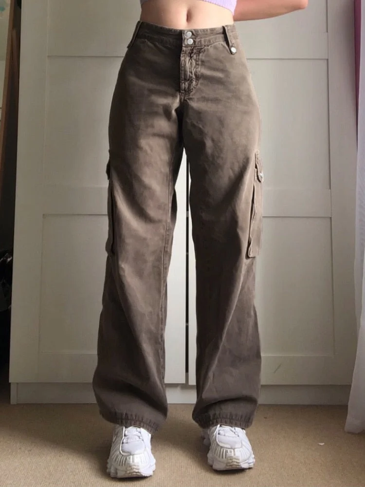 Rapcopter Y2K Bandage Jeans Aesthetic Vintage Baggy Cargo Pants High Waisted Casual Basic Korean Sweatpants Women Streetwear 90s