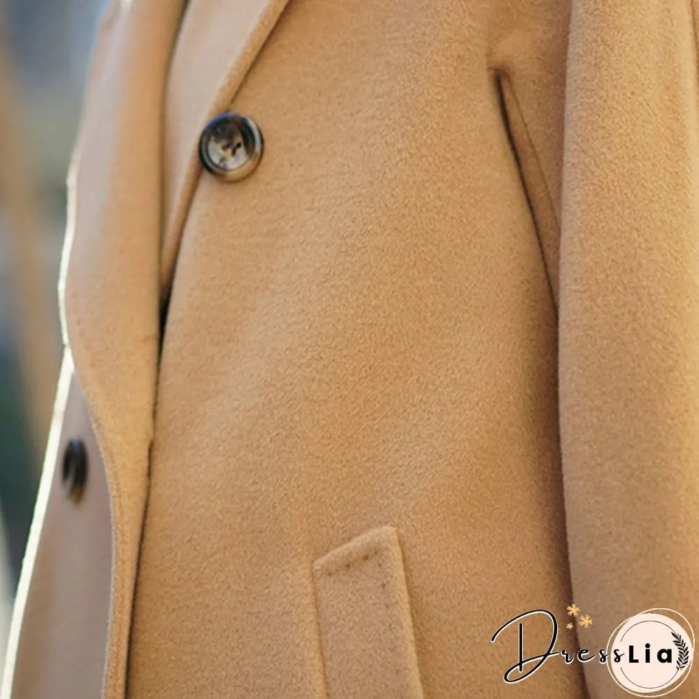 Double-breasted Double-sided Cashmere Coat Women's Long Wool Casual Coat